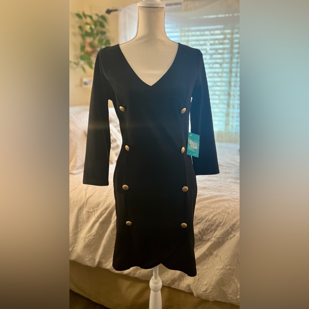 Black dress with beautiful gold buttons